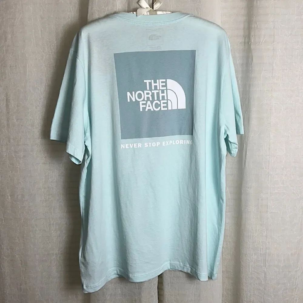 The North Face XL Sky Blue White Cotton Crewneck Short Sleeve Tee - Picture 2 of 11